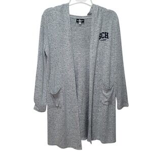 Boxercraft SCH ACADEMY Gray Cozy Knit OpenCardigan Sweater Women S Retro Campus